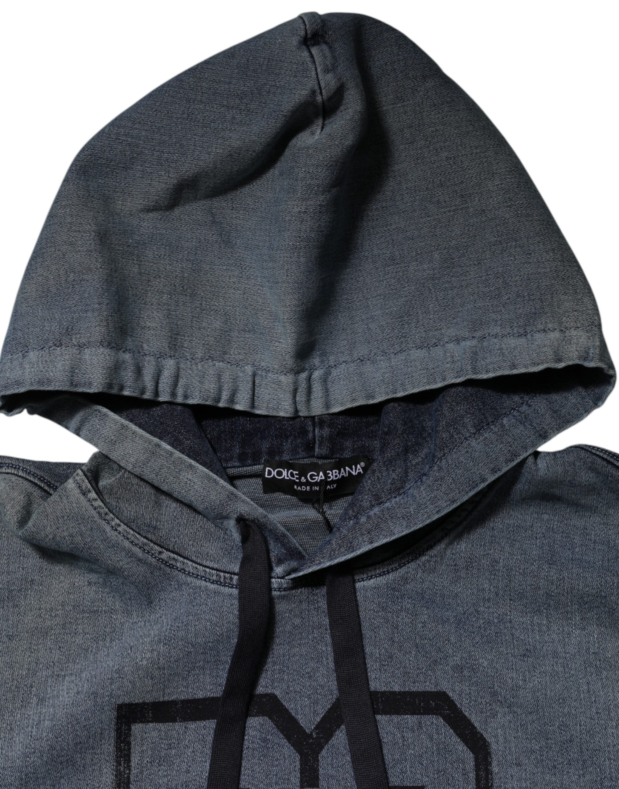 Dolce & Gabbana Blaues Sweatshirt mit Kapuze aus Baumwollmischung Pullover