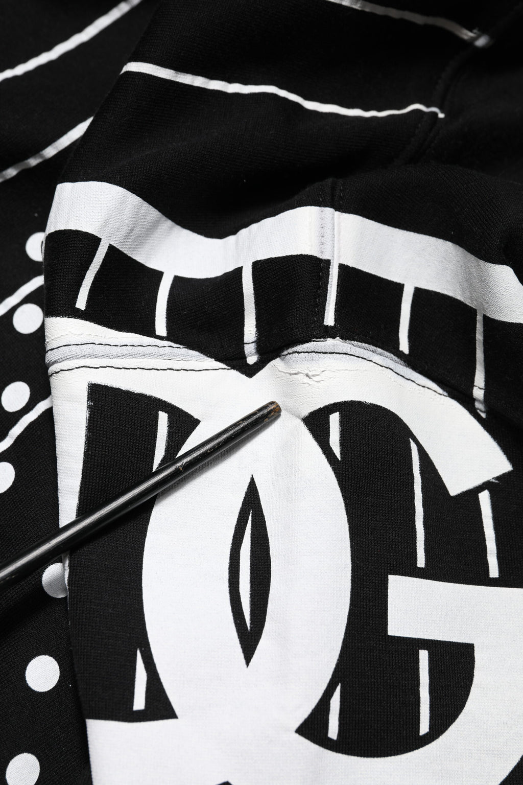 Dolce & Gabbana Schwarzes Streifen Kapuzen-Sweatshirt für Männer Pullover