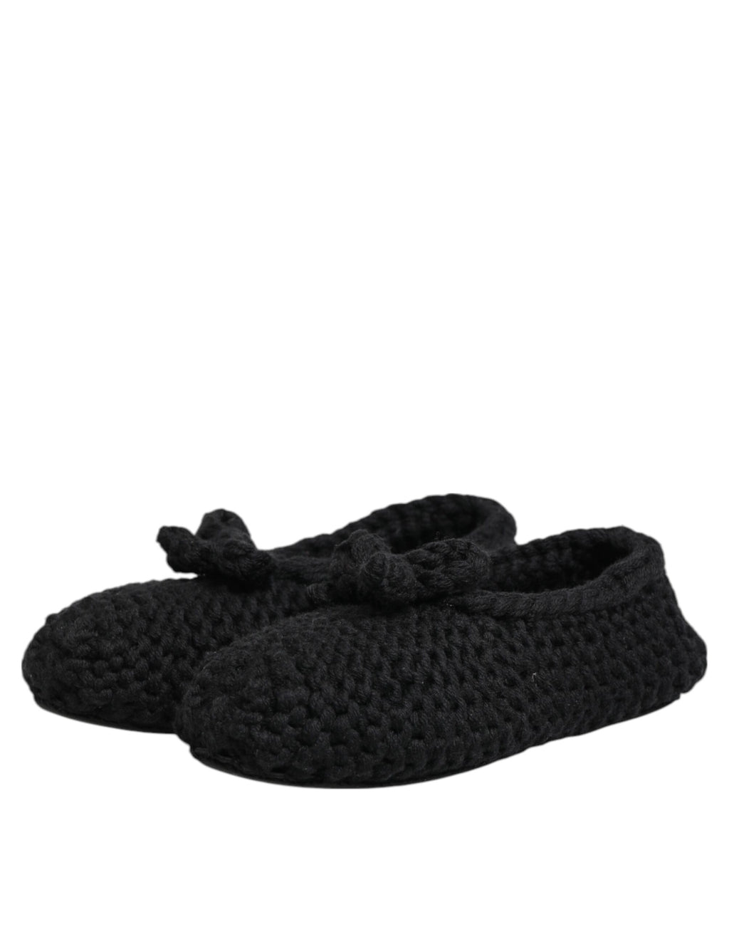 Dolce & Gabbana Schwarz Wolle stricken Slip On Ballerina Flats Schuhe