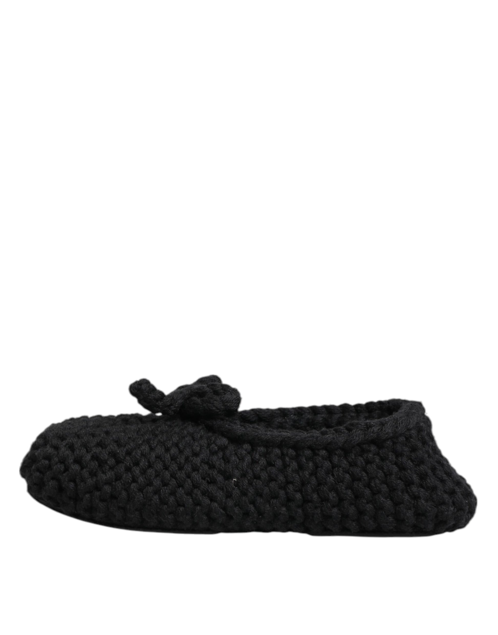 Dolce & Gabbana Schwarz Wolle stricken Slip On Ballerina Flats Schuhe