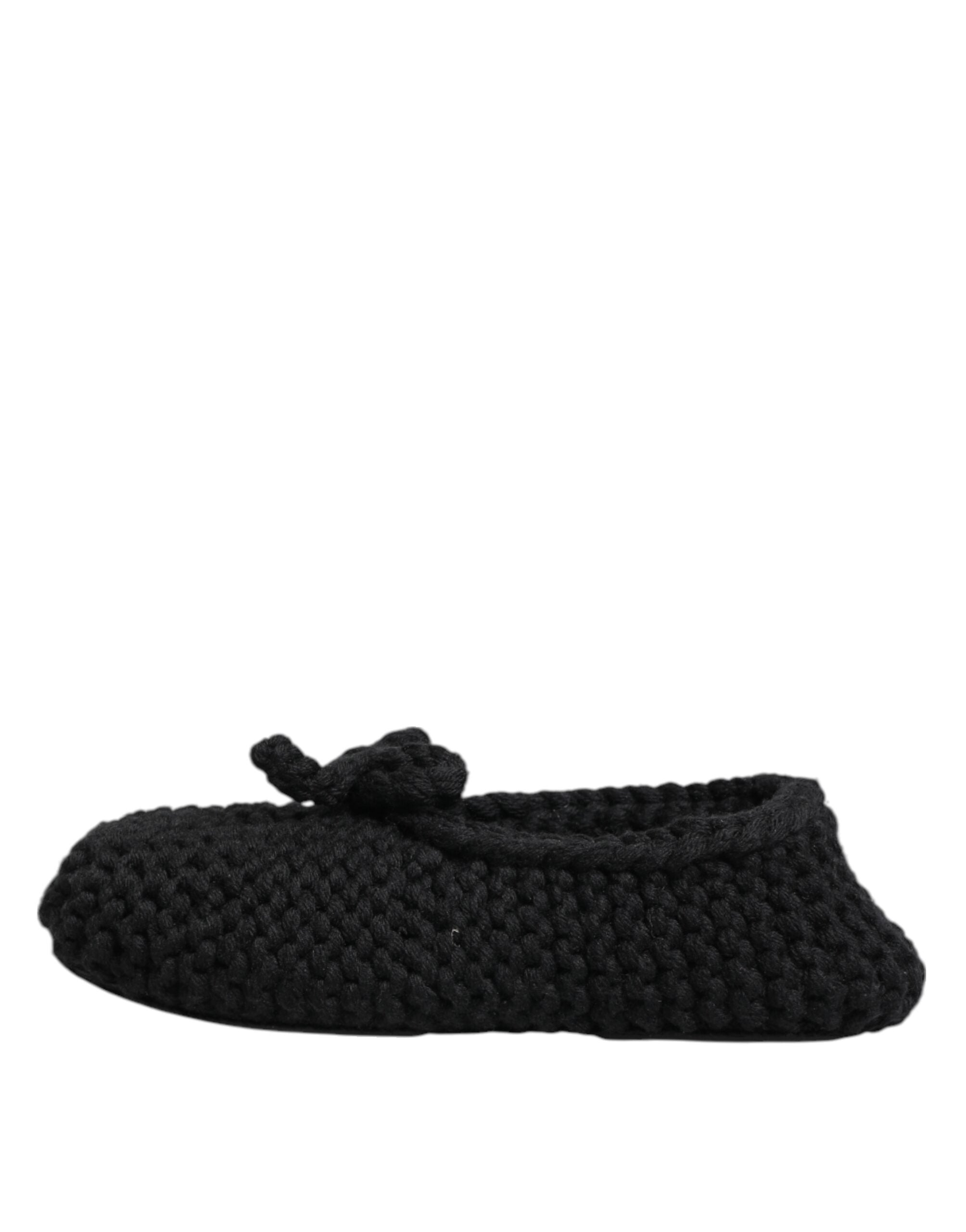 Dolce & Gabbana Schwarz Wolle stricken Slip On Ballerina Flats Schuhe