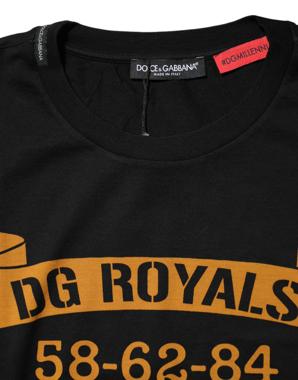 Dolce & Gabbana Schwarzes DG Royals Baumwoll-T-Shirt mit Rundhalsausschnitt