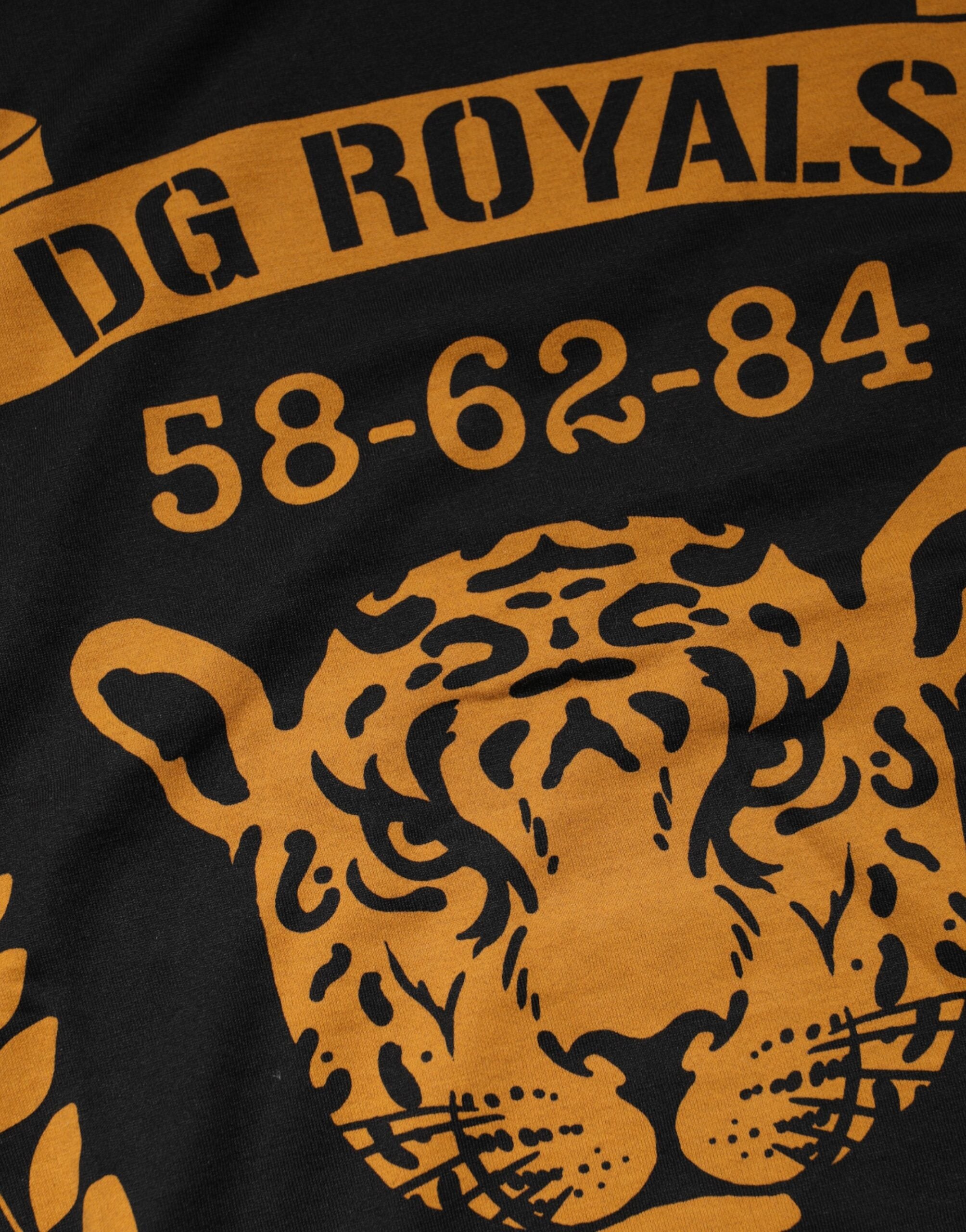 Dolce & Gabbana Schwarzes DG Royals Baumwoll-T-Shirt mit Rundhalsausschnitt