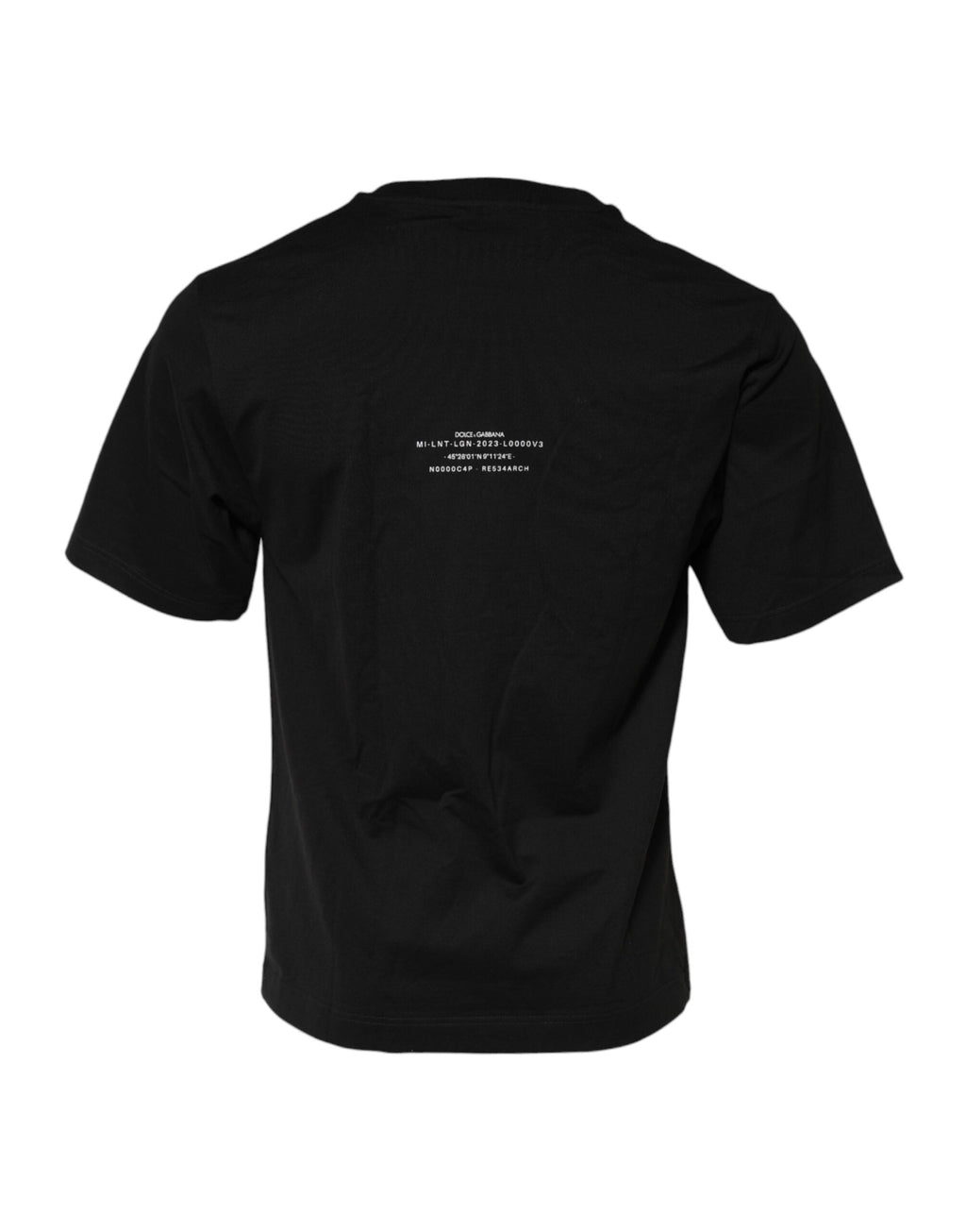 Dolce & Gabbana Schwarzes DG Vib3 Print Baumwoll-T-Shirt mit Rundhalsausschnitt