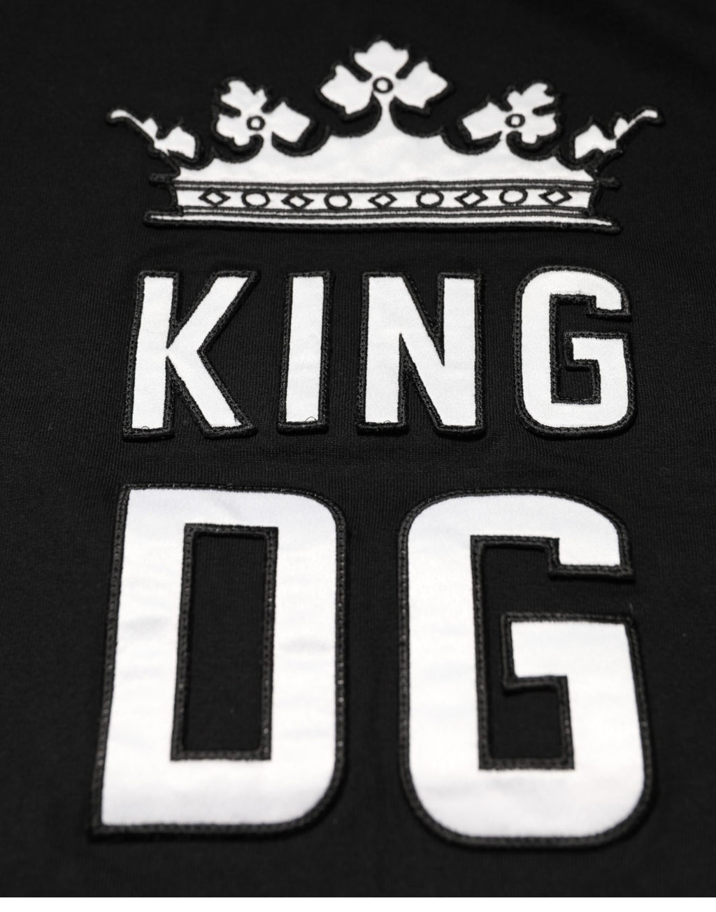 Dolce & Gabbana Schwarzes DG King Crown Baumwoll-T-Shirt mit Rundhalsausschnitt