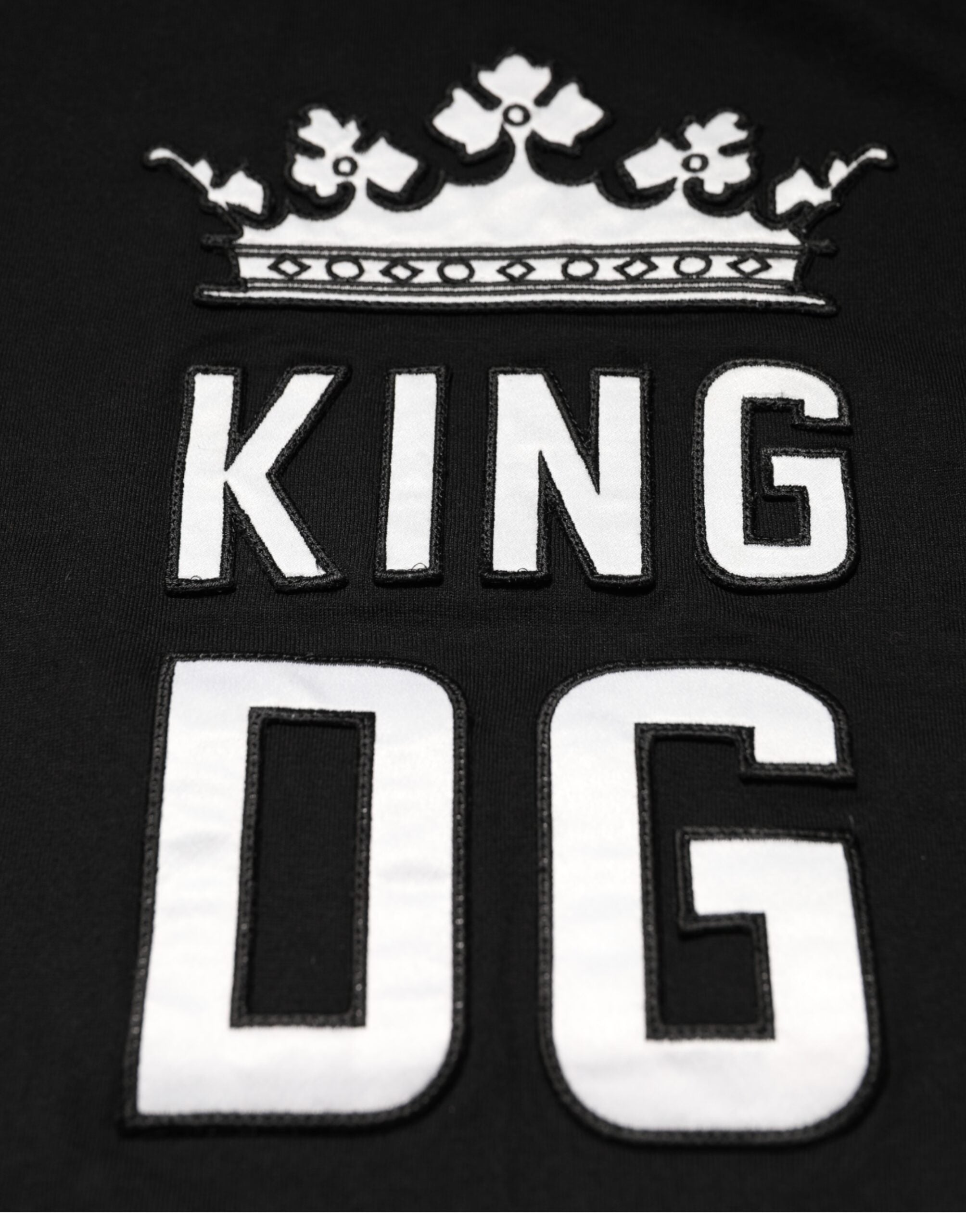 Dolce & Gabbana Schwarzes DG King Crown Baumwoll-T-Shirt mit Rundhalsausschnitt