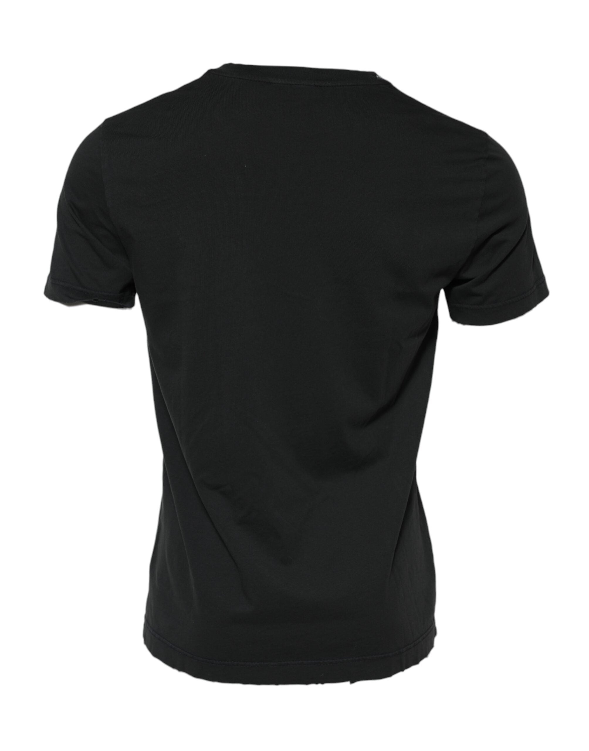 Dolce & Gabbana Schwarzes DG Crew Devotion Baumwoll-T-Shirt mit Rundhalsausschnitt