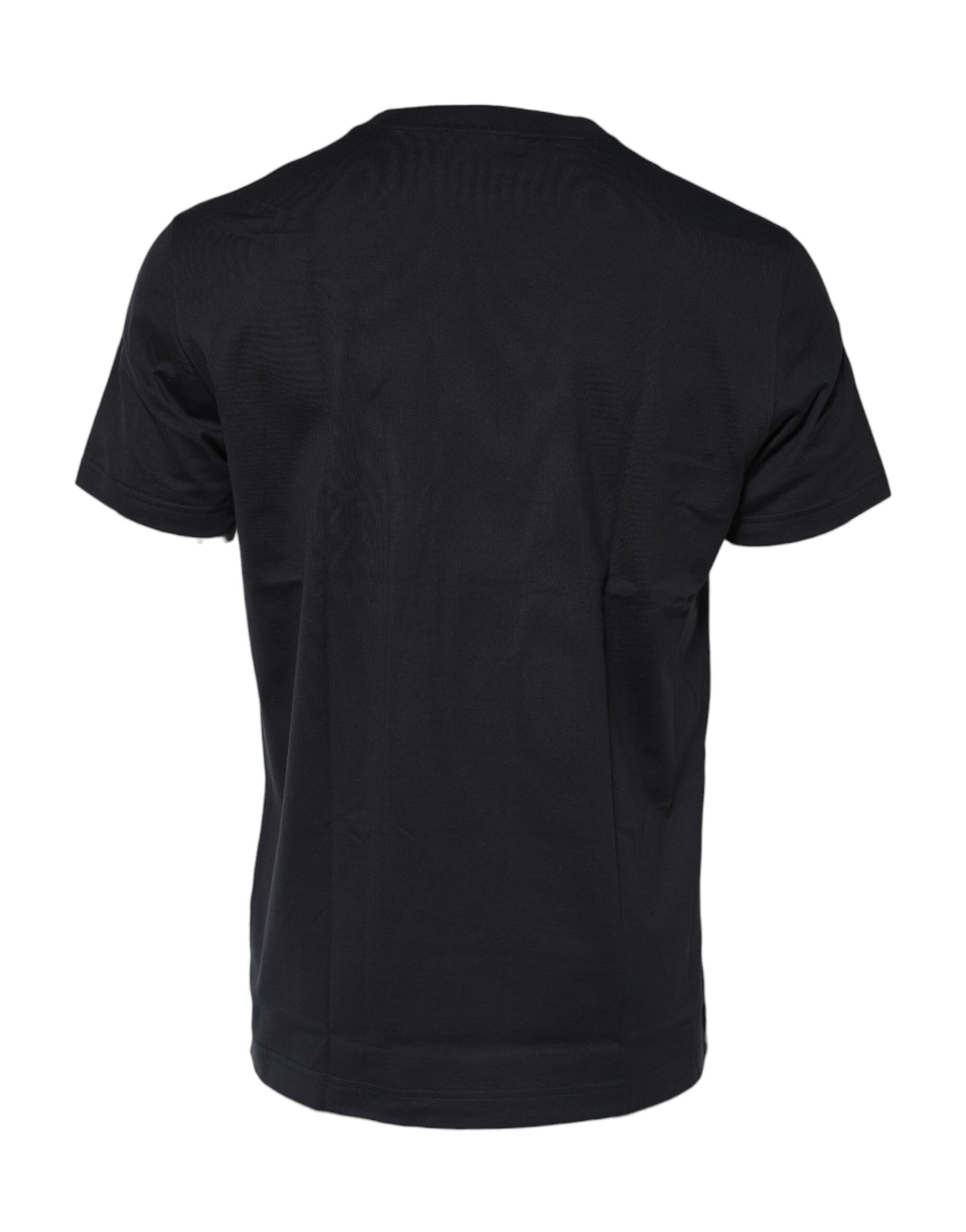Dolce & Gabbana Schwarzes DG Compass Print Baumwoll-T-Shirt mit Rundhalsausschnitt