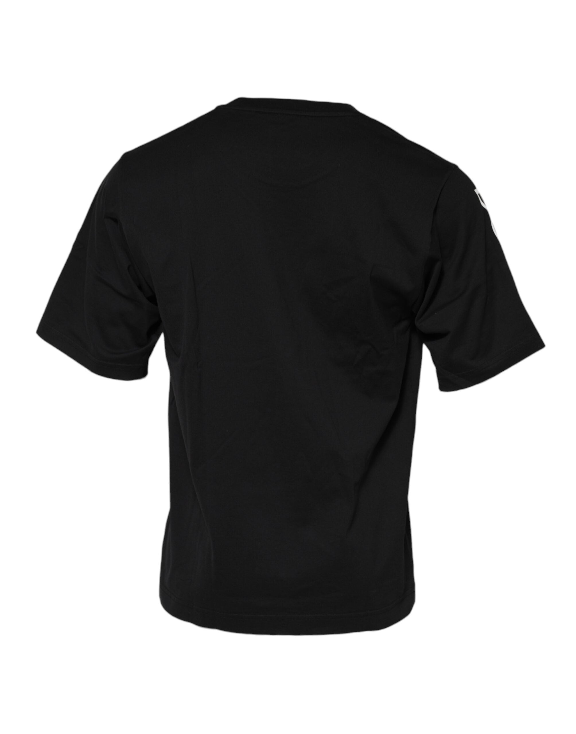 Dolce & Gabbana Schwarzes Logo Print Baumwolle Männer T-Shirt mit Rundhalsausschnitt