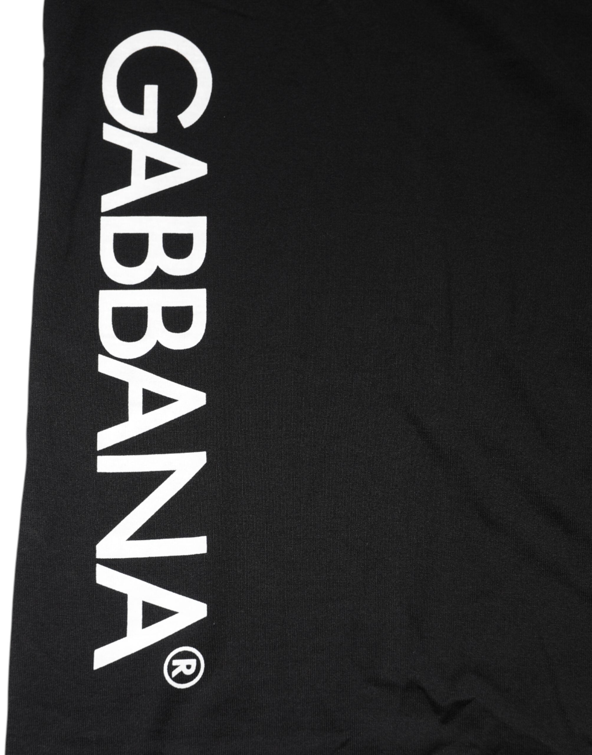 Dolce & Gabbana Schwarzes Logo Print Baumwolle Männer T-Shirt mit Rundhalsausschnitt