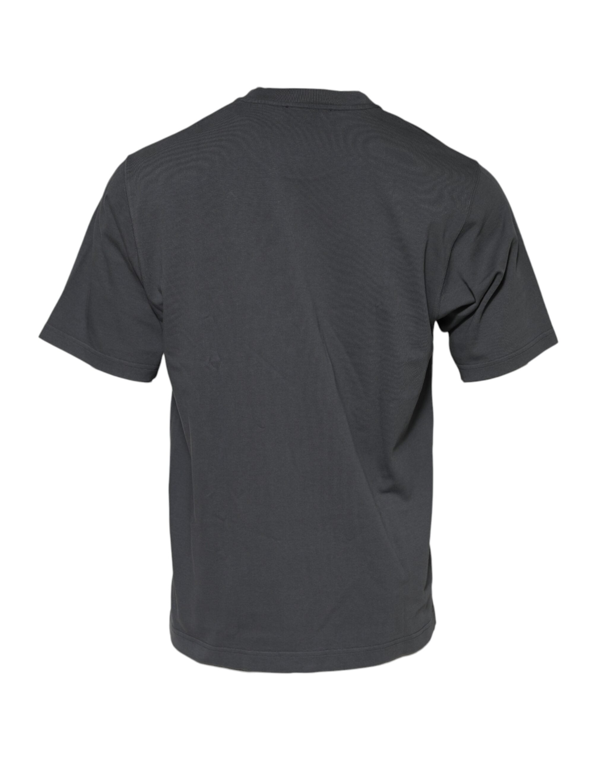 Dolce & Gabbana Graues Logo-Grafik-T-Shirt mit Rundhalsausschnitt aus Baumwolle