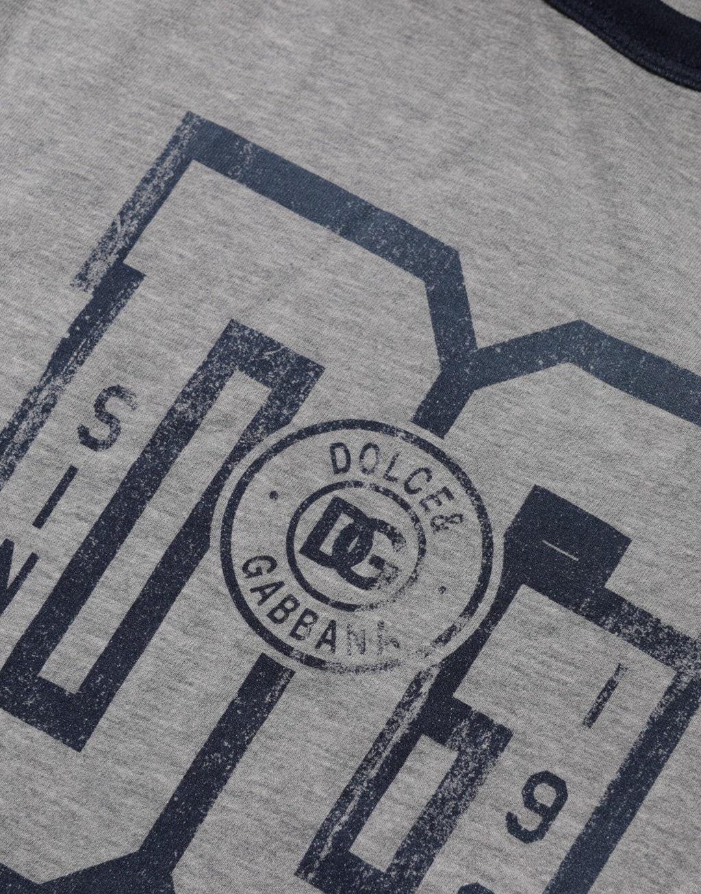 Dolce & Gabbana Graues DG-Grafikdruck-T-Shirt aus Baumwolle mit Rundhalsausschnitt