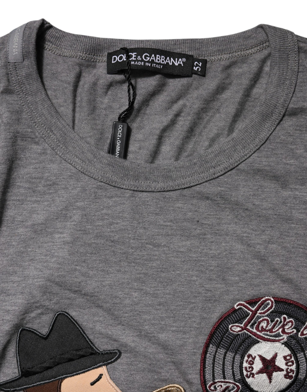 Dolce & Gabbana Graues #DGFamily Baumwoll-T-Shirt mit Rundhalsausschnitt