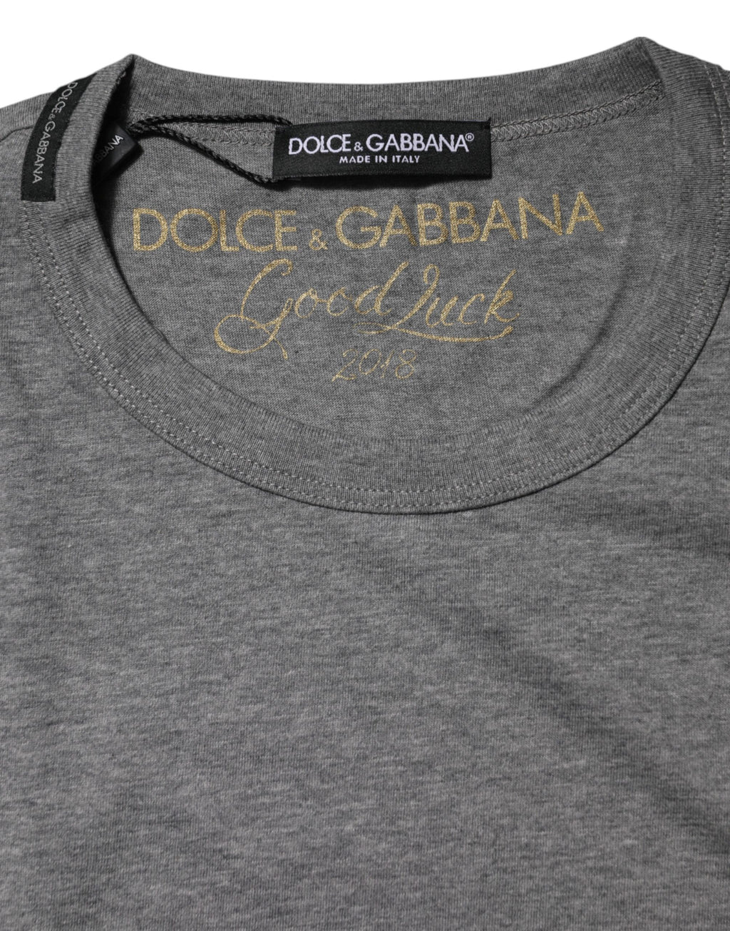 Dolce & Gabbana Graues Baumwoll-T-Shirt mit Rundhalsausschnitt und kurzen Ärmeln