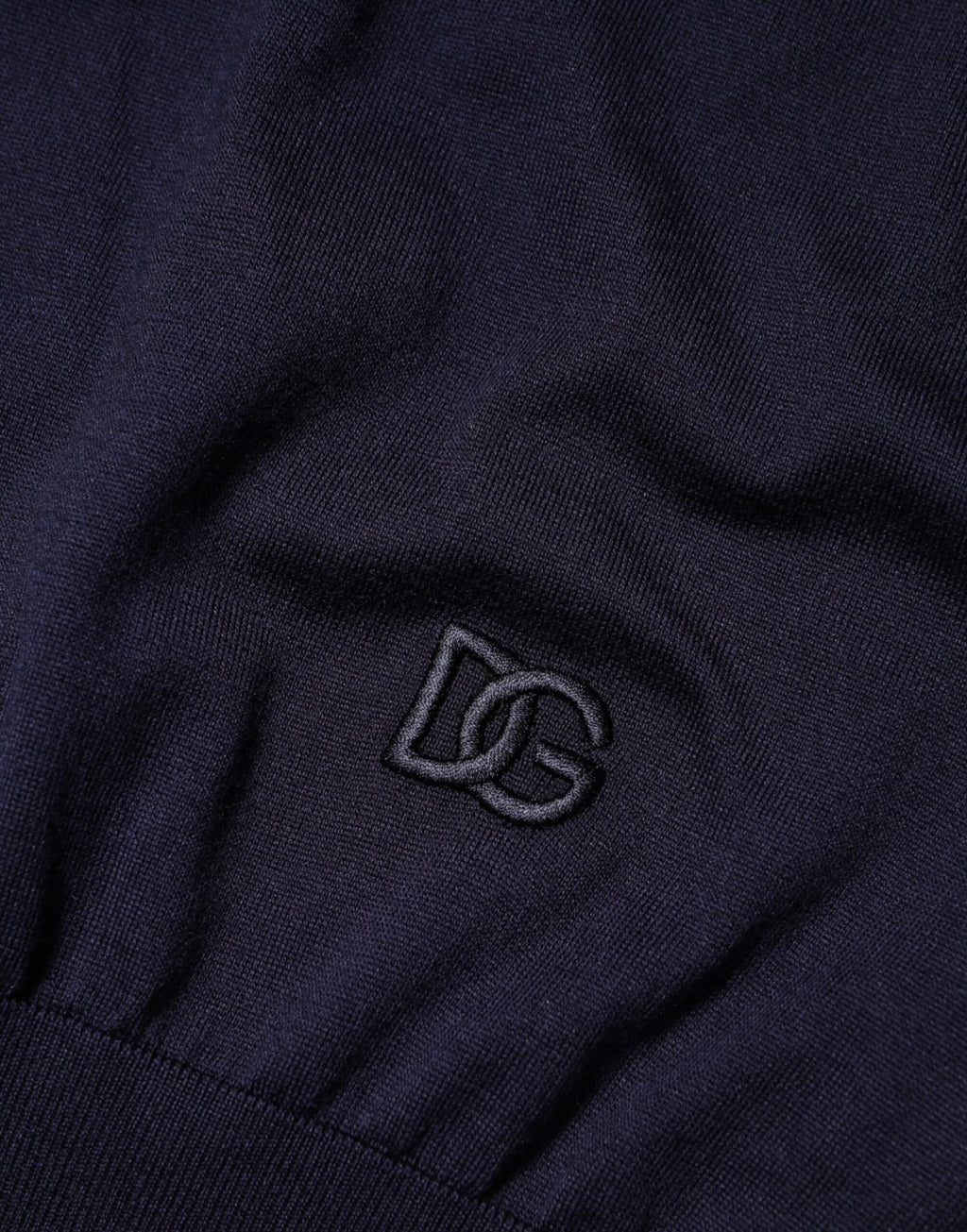 Dolce & Gabbana Dunkelblaues Seiden-T-Shirt mit Rundhalsausschnitt und kurzen Ärmeln