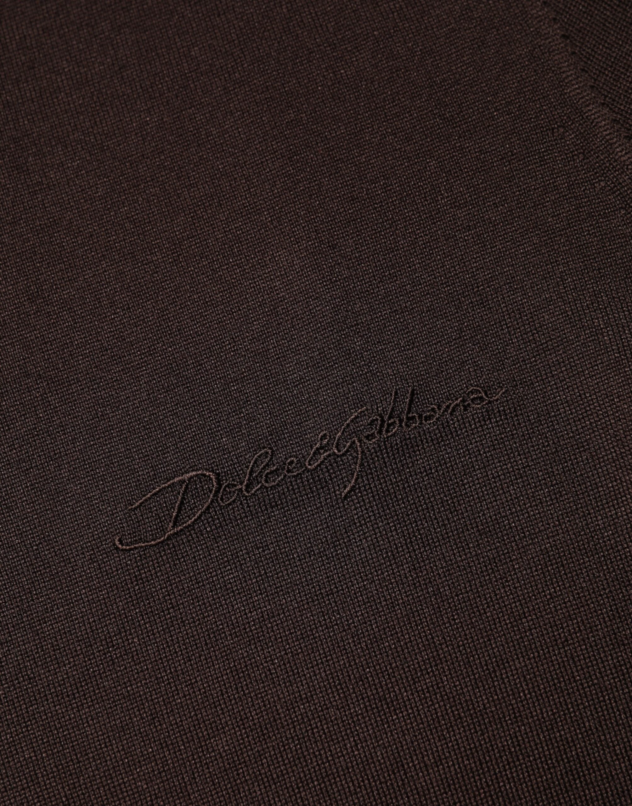 Dolce & Gabbana Braunes Seiden-T-Shirt mit Rundhalsausschnitt und kurzen Ärmeln