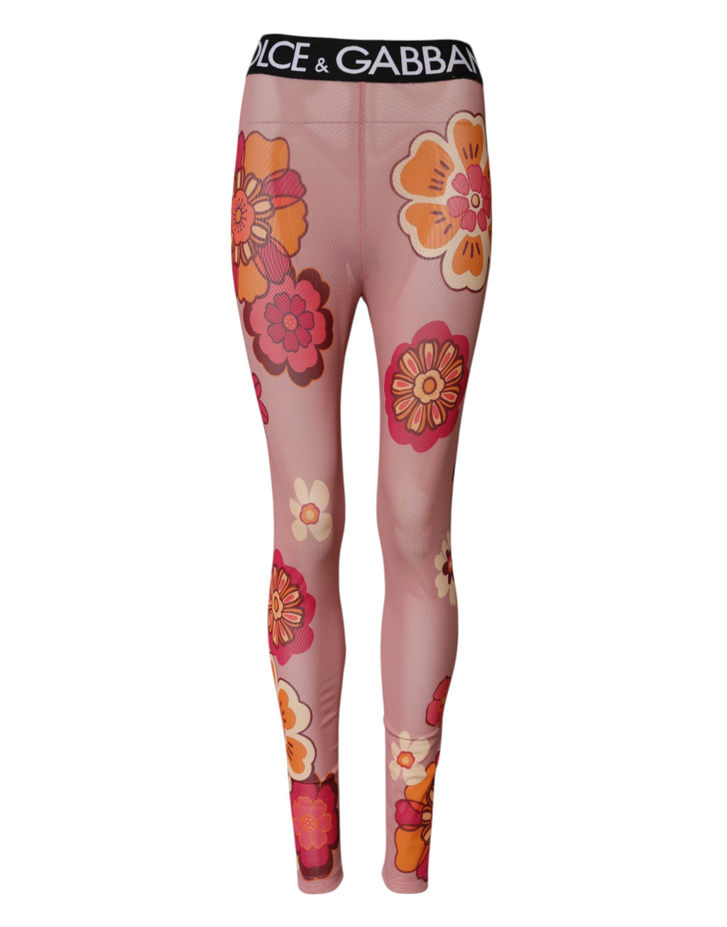 Dolce & Gabbana Rosa Floral Leggings Stretch Taille Hose