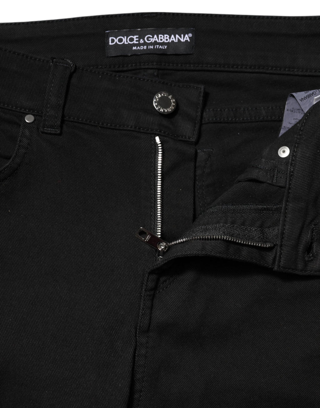 Dolce & Gabbana Schwarze Skinny Denim-Jeans aus Baumwolle mit mittlerer Taille
