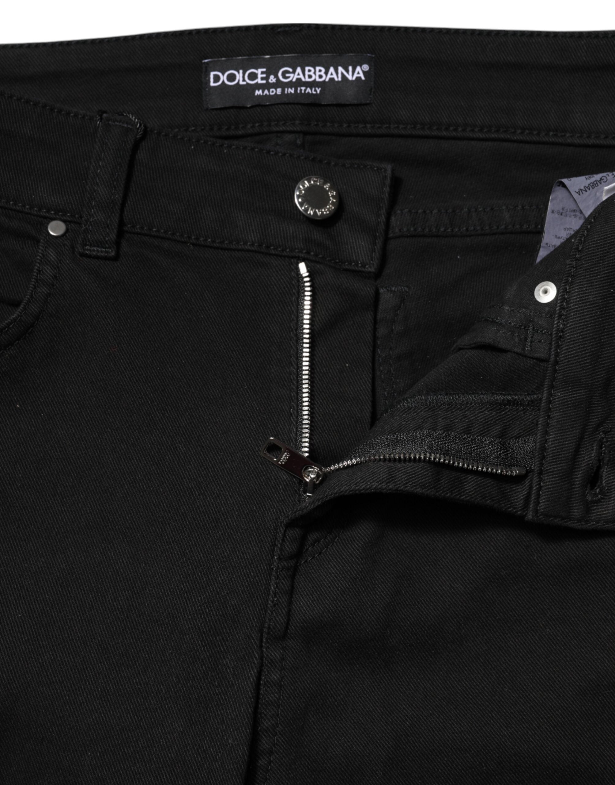 Dolce & Gabbana Schwarze Skinny Denim-Jeans aus Baumwolle mit mittlerer Taille
