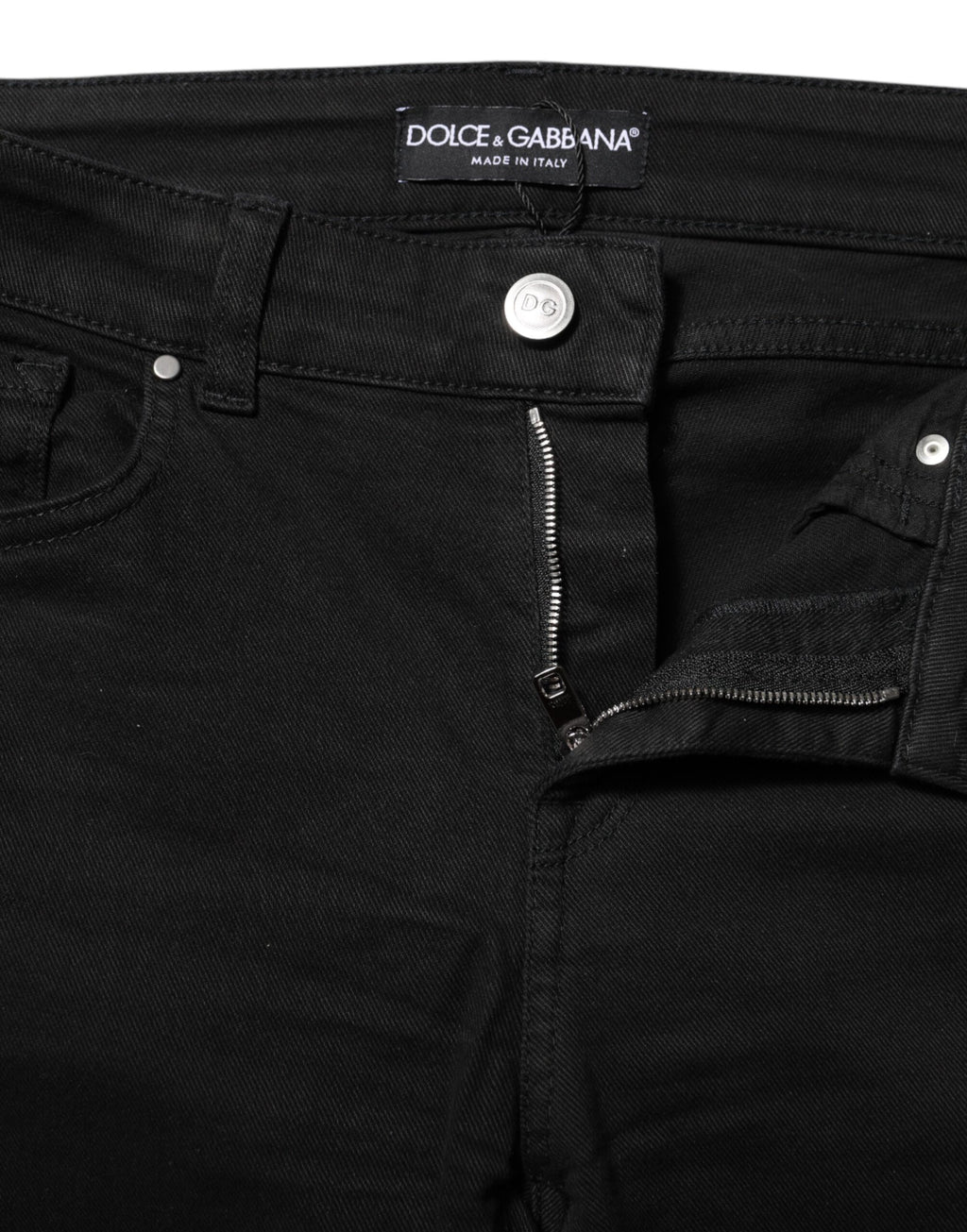 Dolce & Gabbana Schwarze Skinny Denim-Jeans aus Baumwolle mit mittlerer Taille