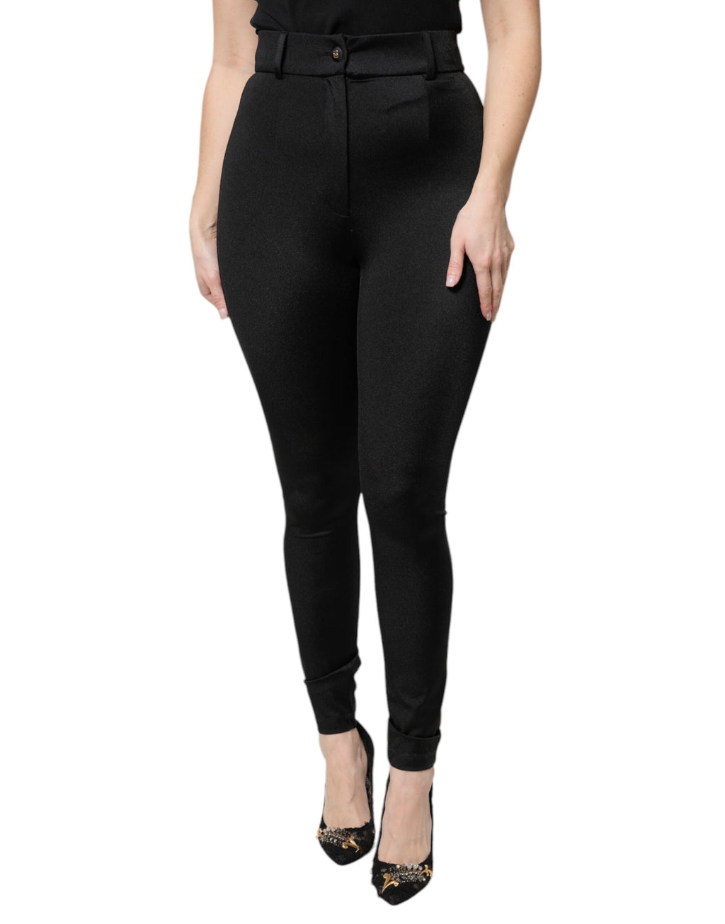 Dolce & Gabbana Schwarze Nylon-Leggings Stretch-Hose
