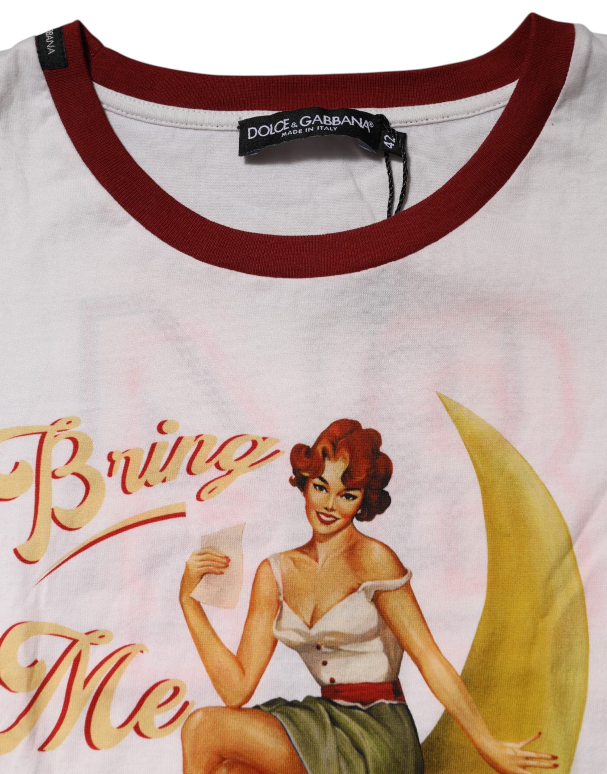 Dolce & Gabbana Weißes Bring Me To The Moon Pin Up T-shirt Top