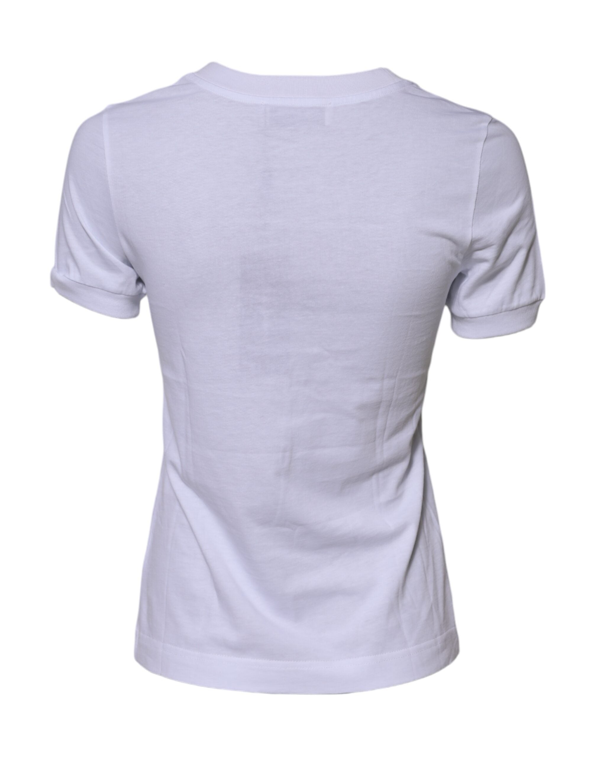 Dolce & Gabbana Weißes Baumwoll-T-Shirt mit DG-Logo-Stickerei