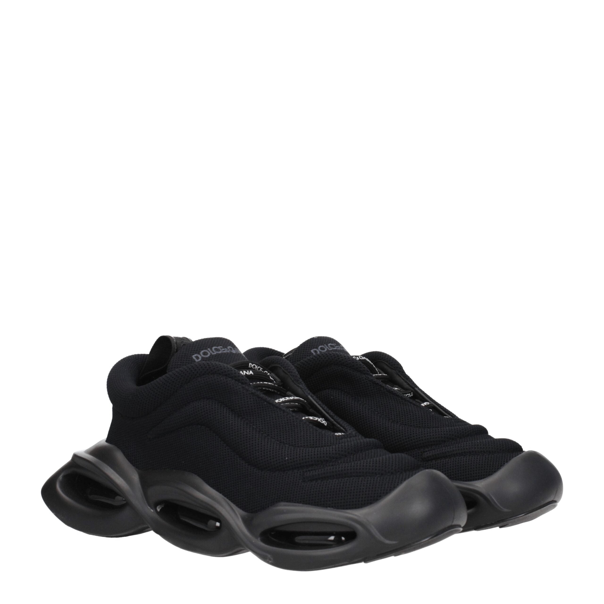 Dolce & Gabbana Schwarzer Stoff Chunky Sneakers
