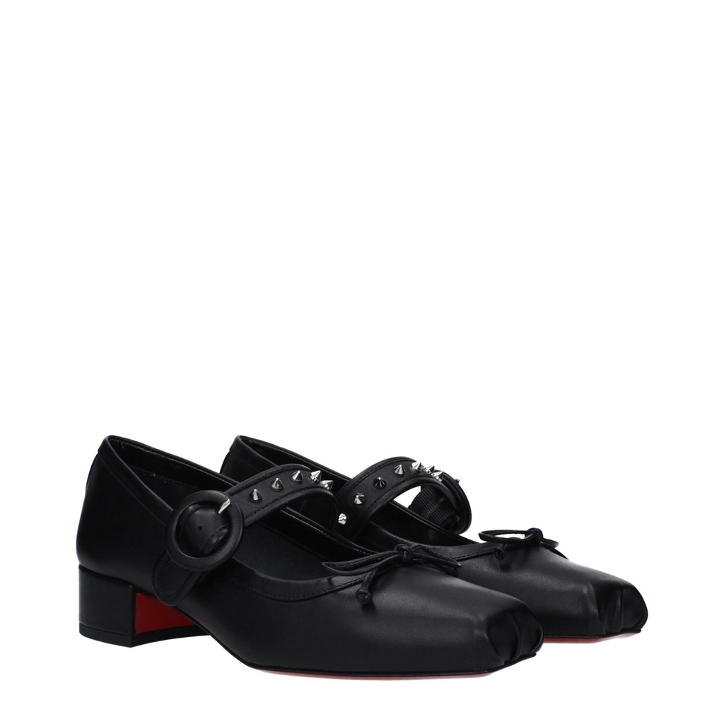 Christian Louboutin Schwarze Leder-Ballett-Flats