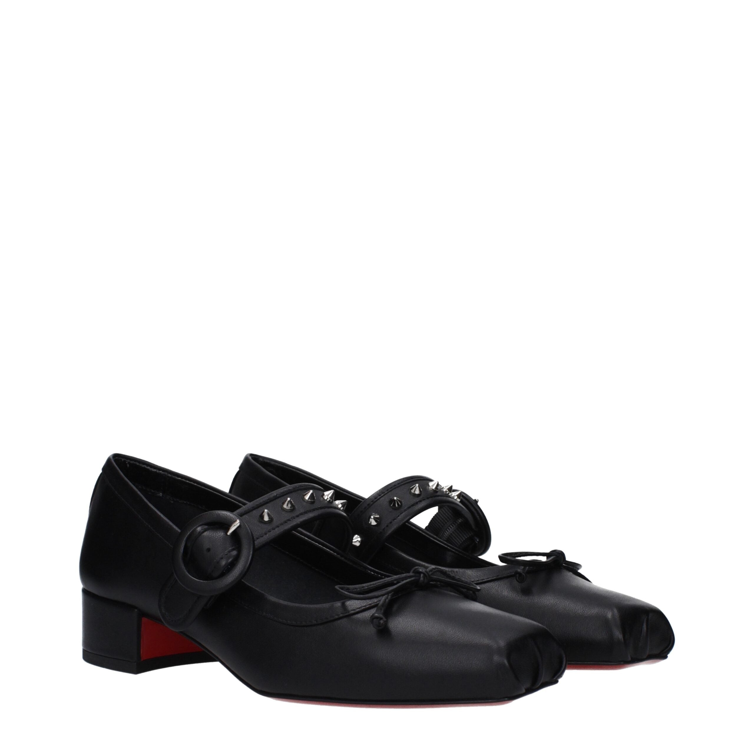 Christian Louboutin Schwarze Leder-Ballett-Flats