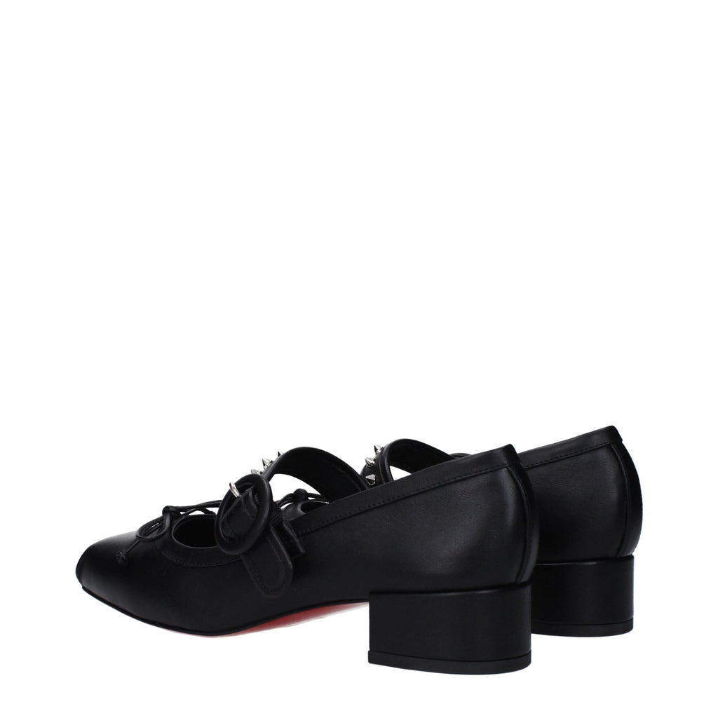Christian Louboutin Schwarze Leder-Ballett-Flats