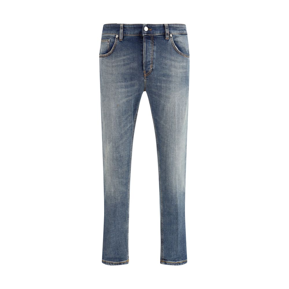 PT Torino Schmal geschnittene Jeans aus blauem Baumwoll-Denim