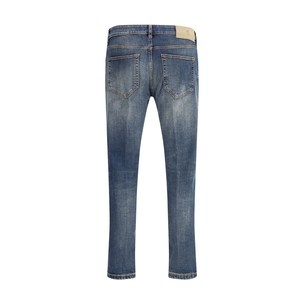 PT Torino Schmal geschnittene Jeans aus blauem Baumwoll-Denim