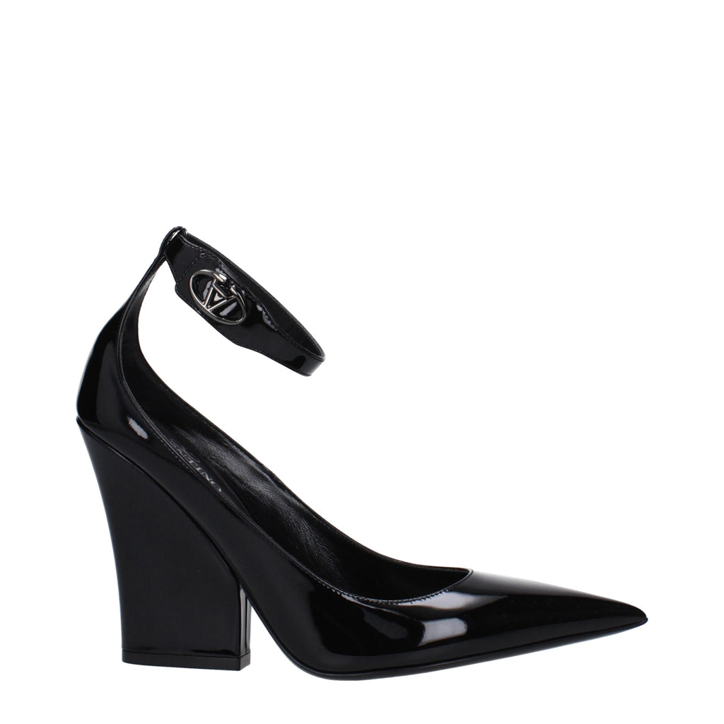 Valentino Garavani Schwarze Leder-Plateaus Pumps