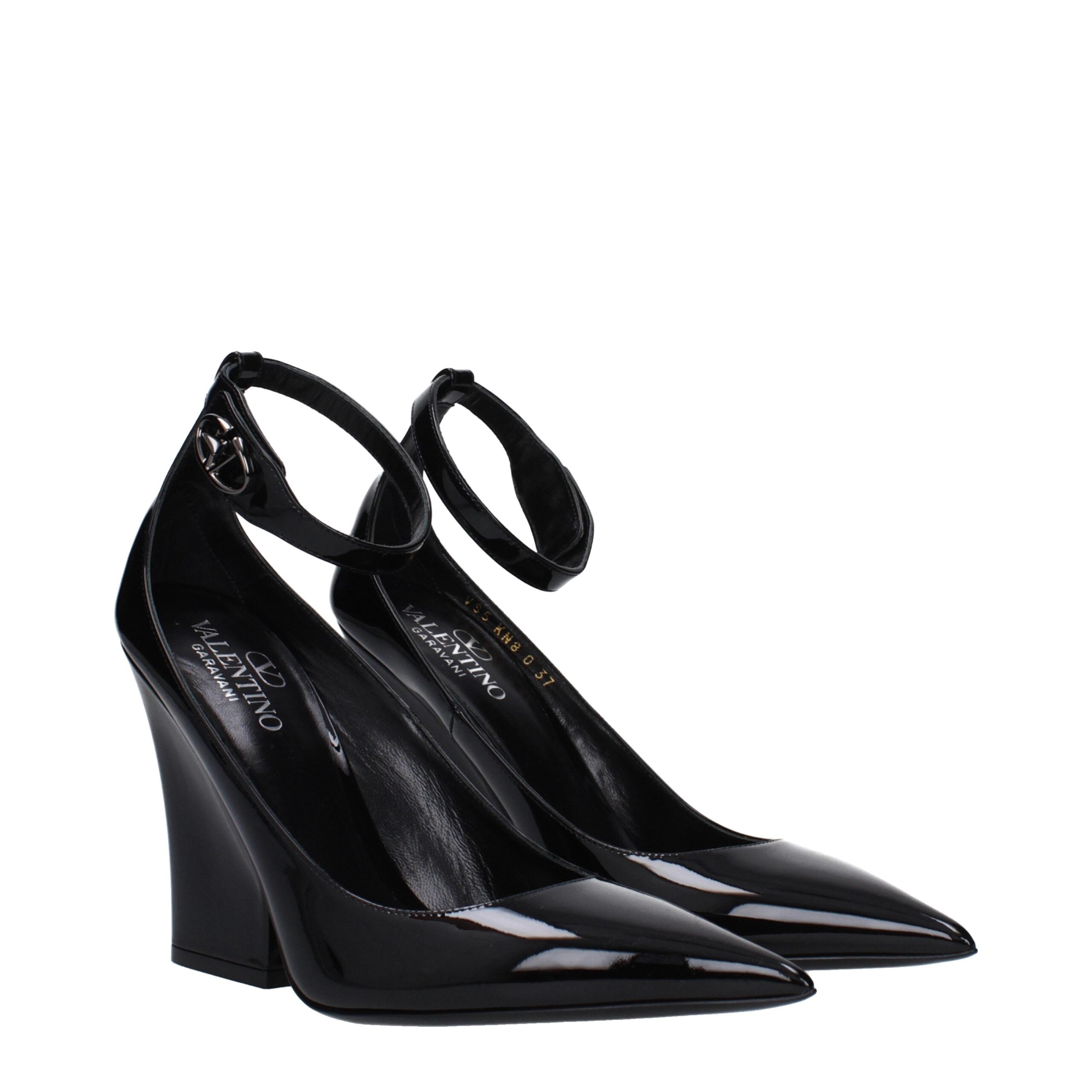 Valentino Garavani Schwarze Leder-Plateaus Pumps