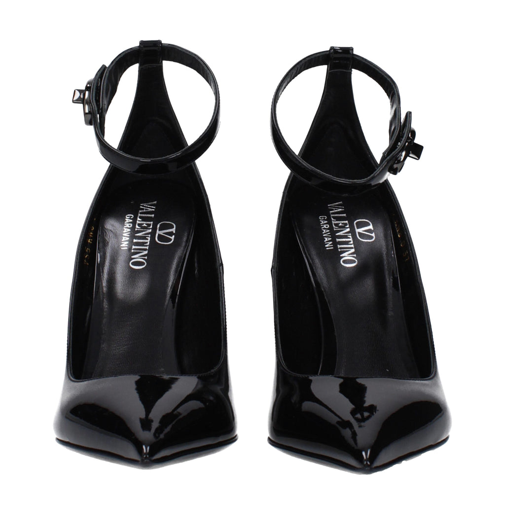 Valentino Garavani Schwarze Leder-Plateaus Pumps