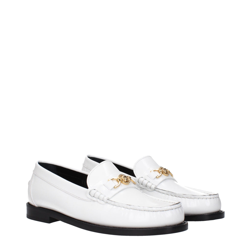Versace Weiße Leder Slipper