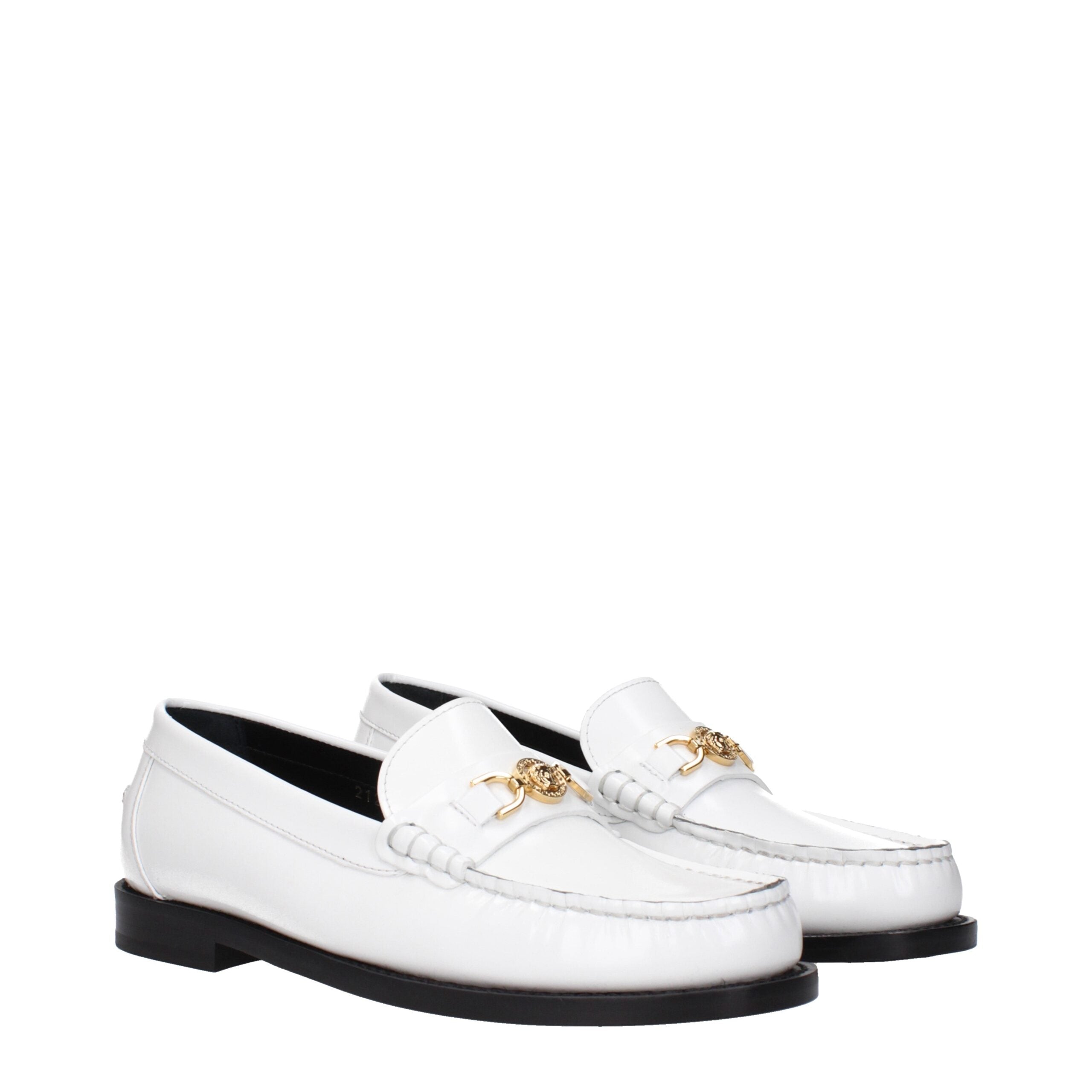 Versace Weiße Leder Slipper