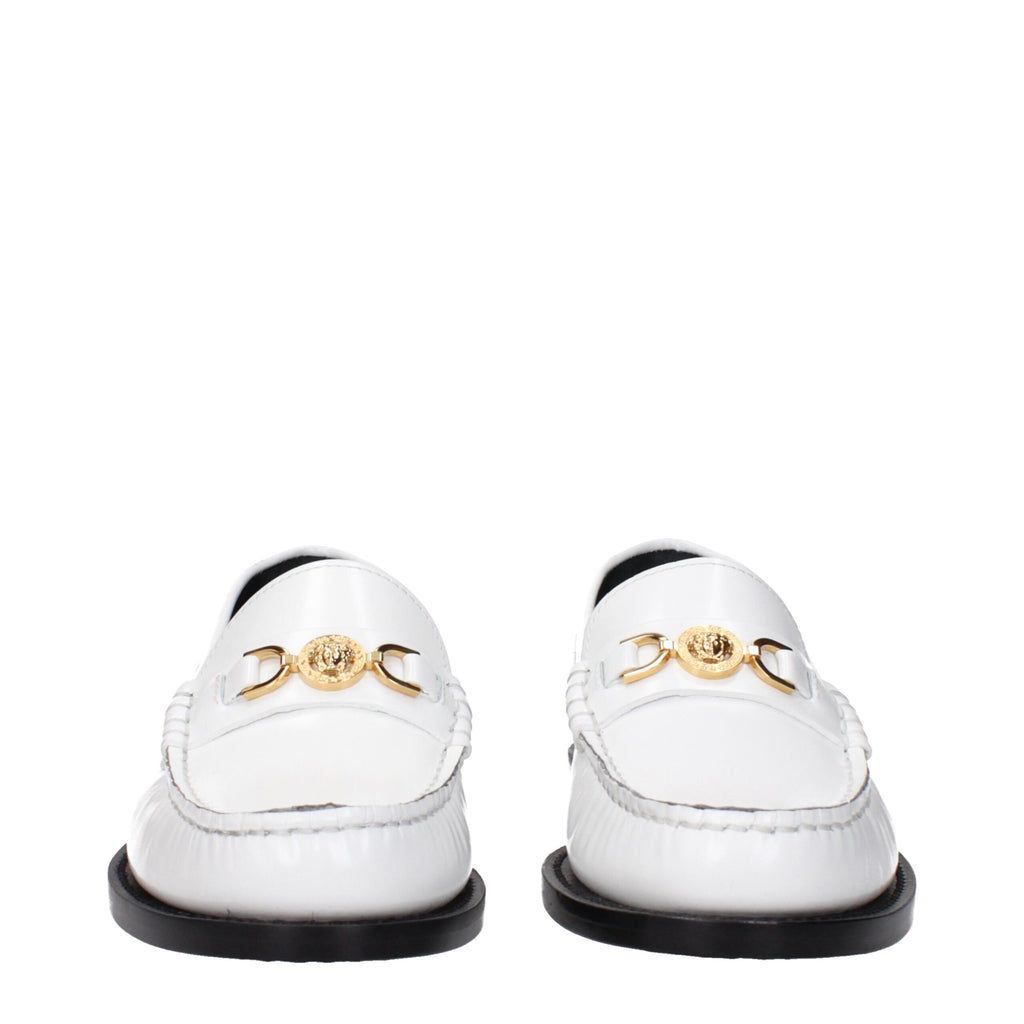Versace Weiße Leder Slipper