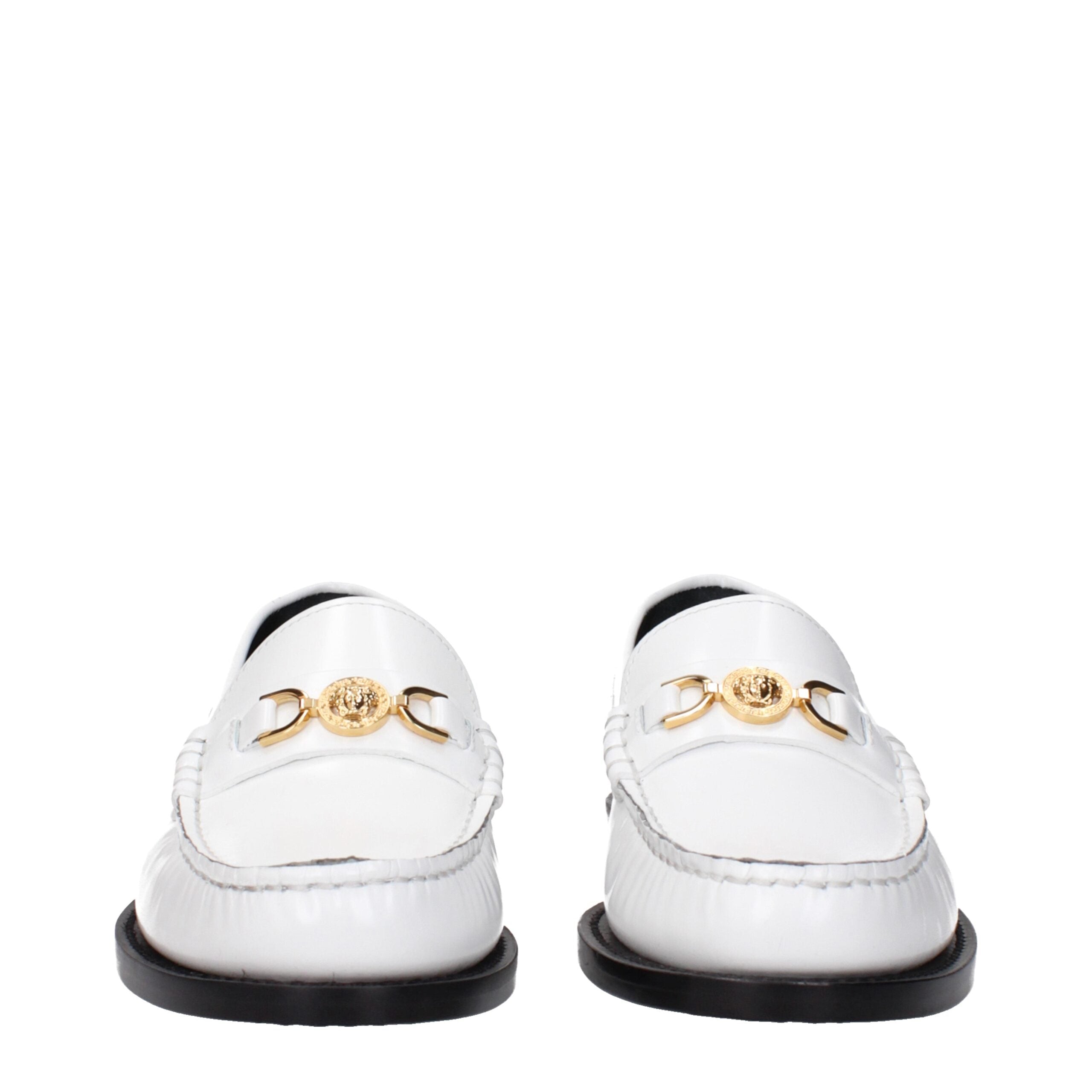 Versace Weiße Leder Slipper
