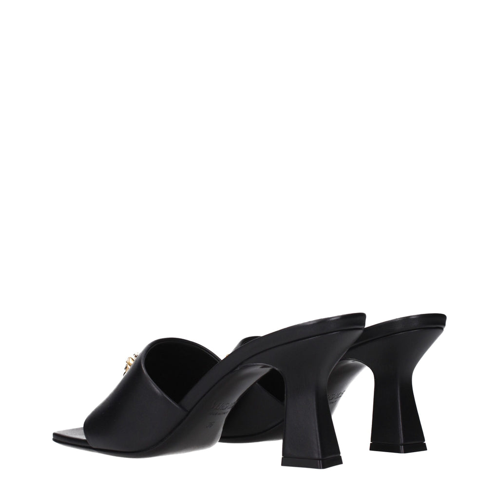 Versace Schwarze Leder Stiletto Heels Sandalen