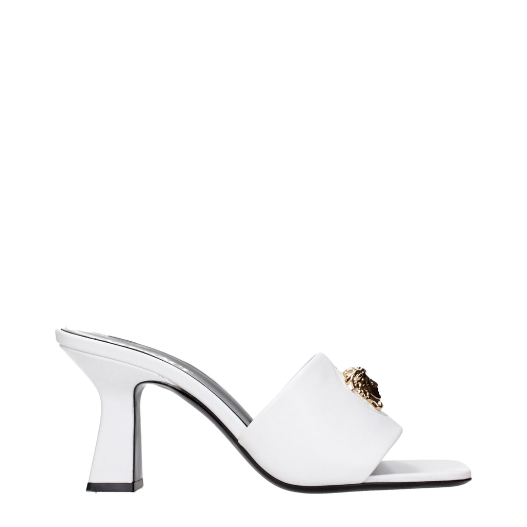 Versace Weiße Leder Stiletto Heels Sandalen