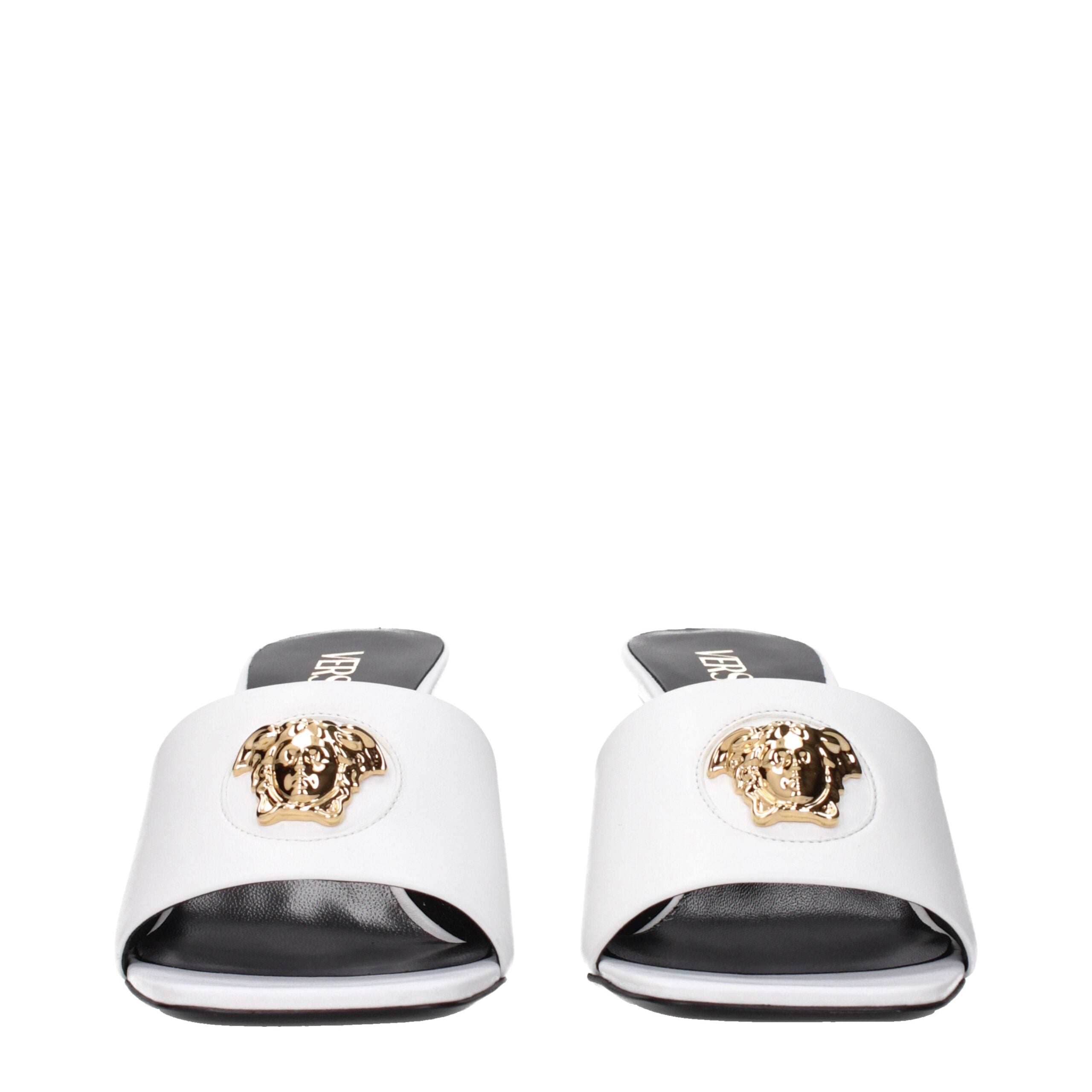 Versace Weiße Leder Stiletto Heels Sandalen