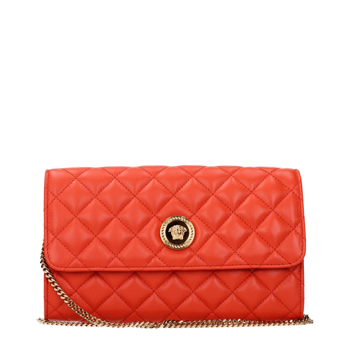 Versace Orangefarbene Leder-Kupplungstaschen