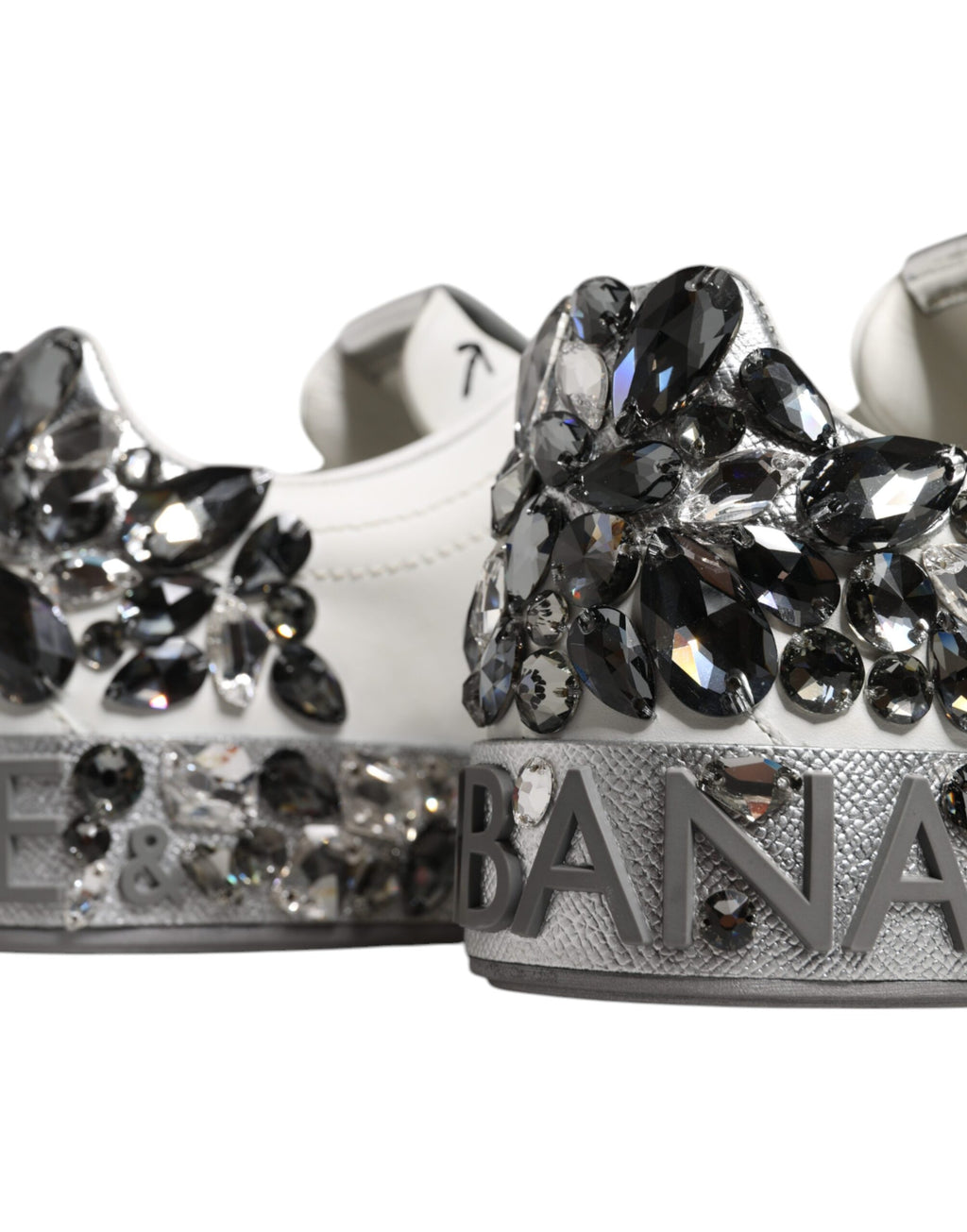 Dolce & Gabbana Weiß Crystal Logo Portofino Turnschuhe Schuhe