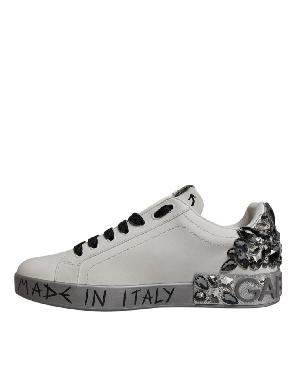 Dolce & Gabbana Weiß Crystal Logo Portofino Turnschuhe Schuhe