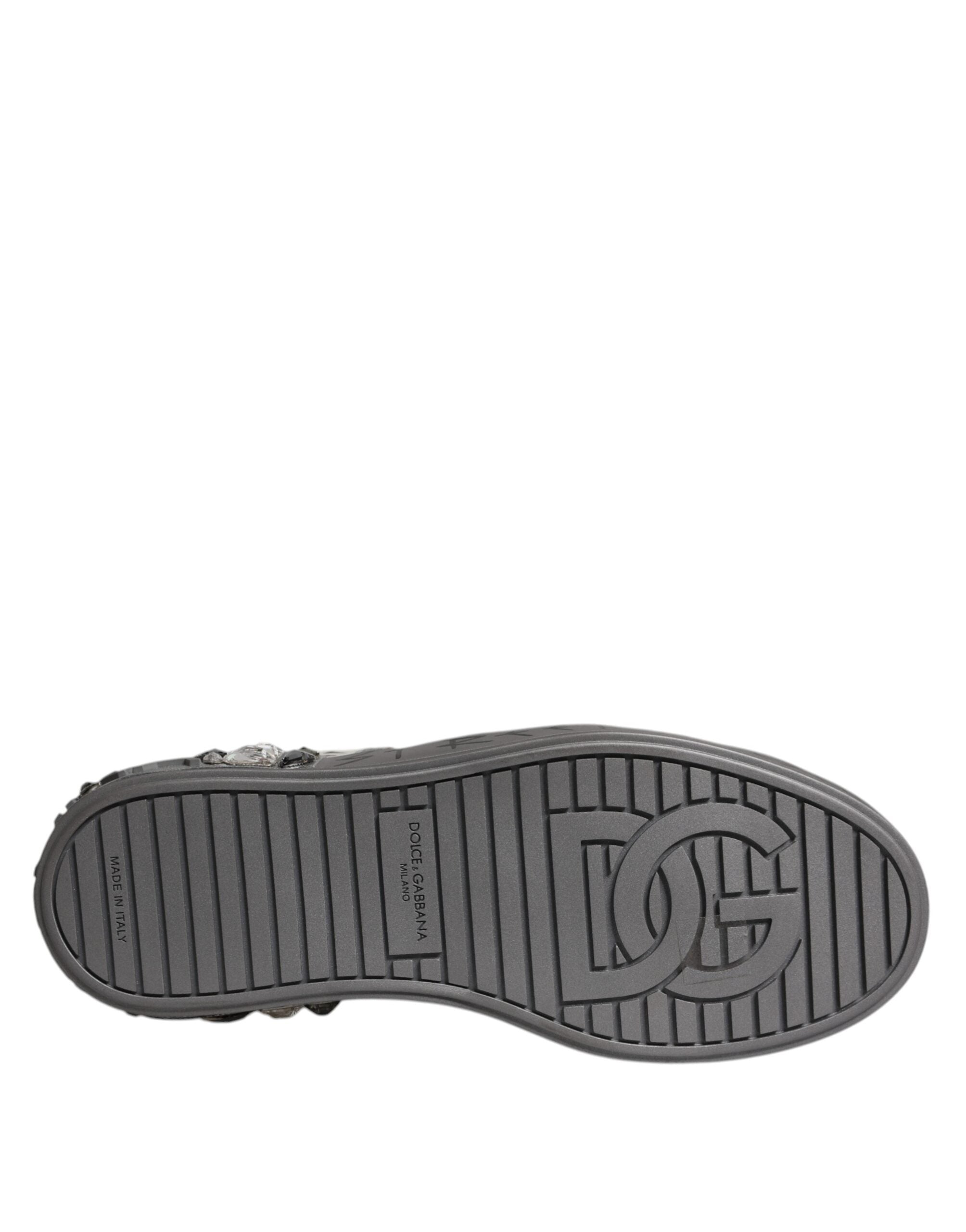 Dolce & Gabbana Weiß Crystal Logo Portofino Turnschuhe Schuhe