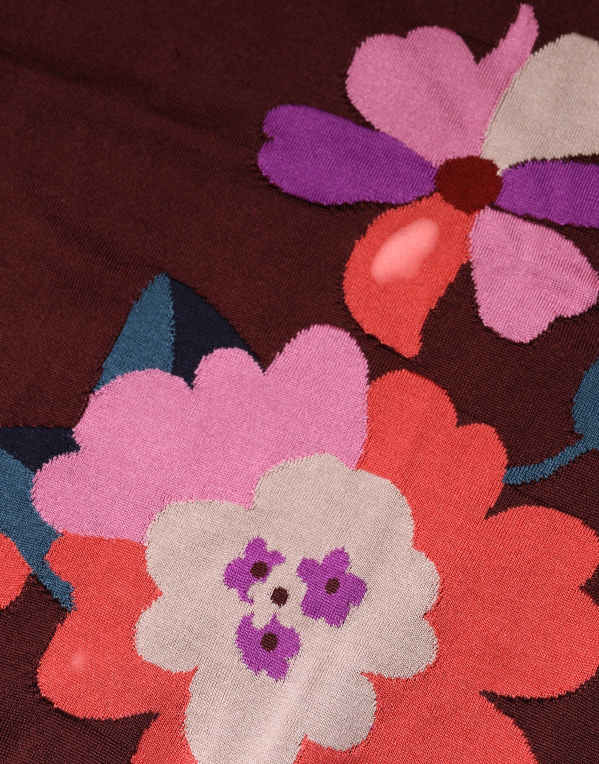 Dolce & Gabbana Maroon Floral Silk Rundhalsausschnitt Bluse Top