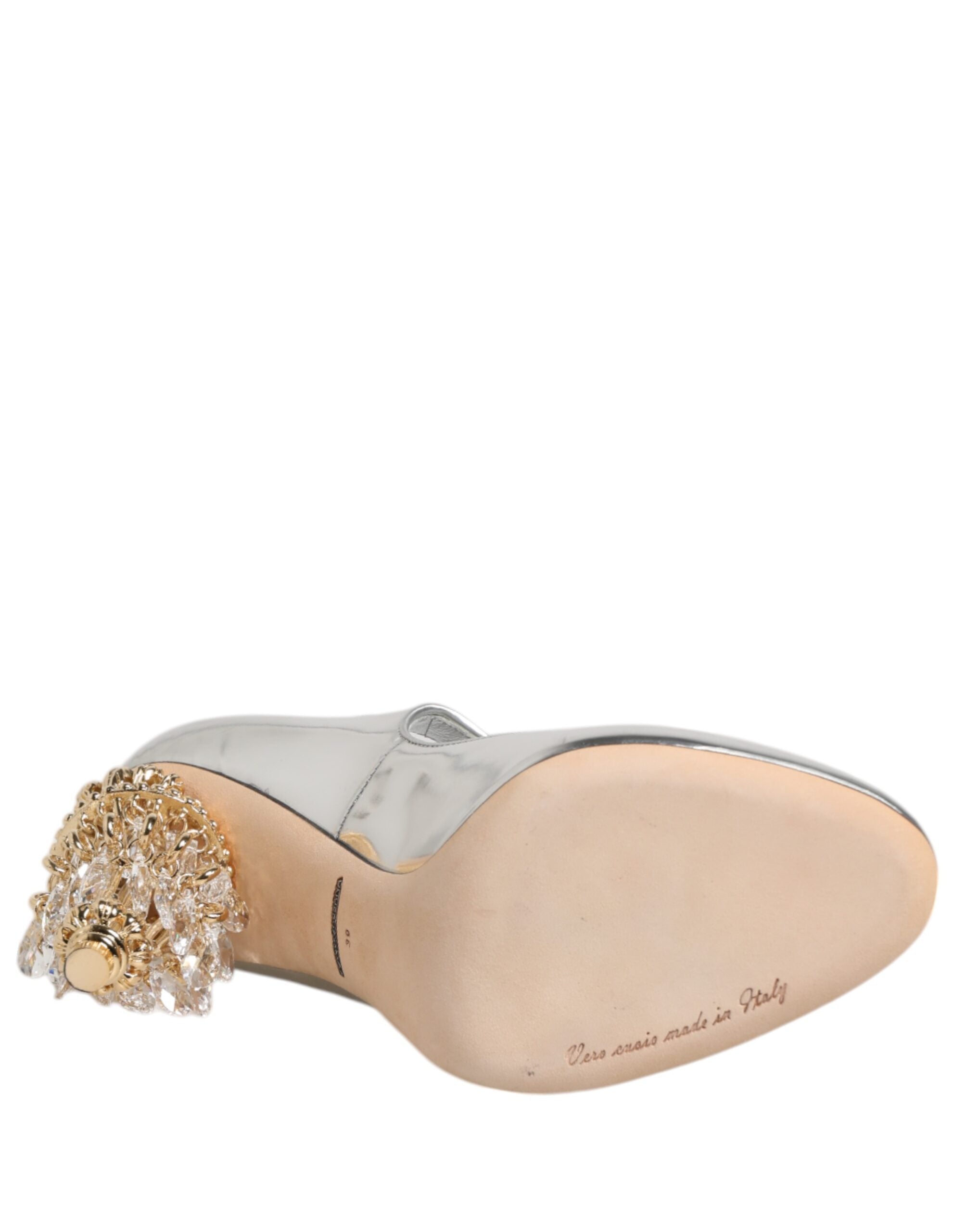 Dolce & Gabbana Silber Kronleuchter gemeißelt Ferse Mary Jane Pumpe Schuhe