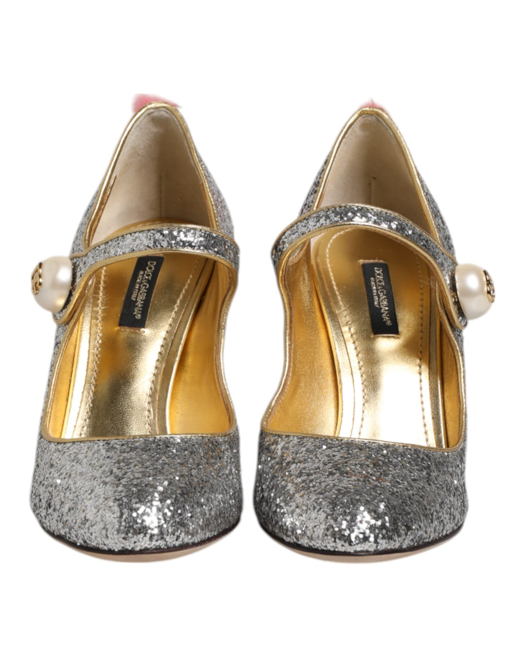 Dolce & Gabbana Silber Glitzer Nerz Pelz VALLY Pumps Schuhe